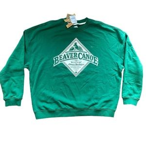 Roots Beaver Canoe Relaxed Crew Sweatshirt Gender Free Size L/XL NWT